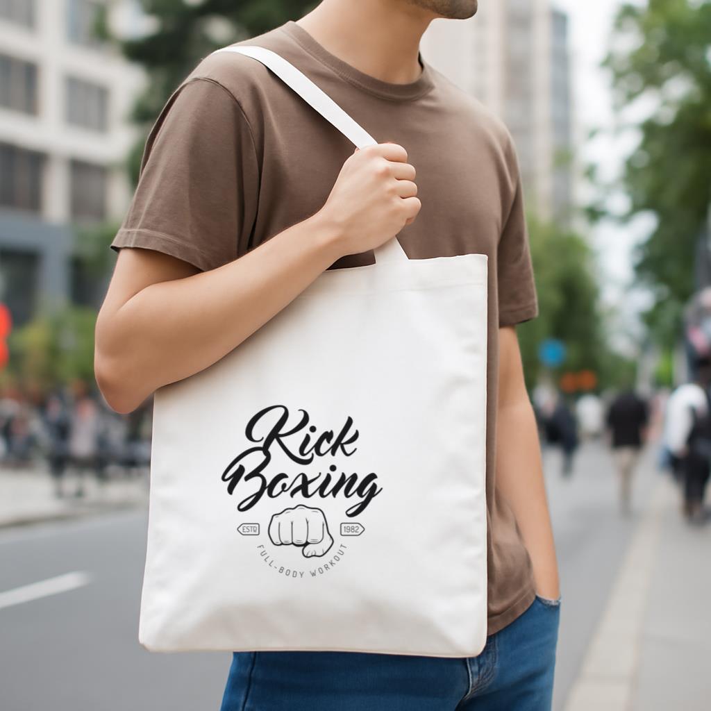 Boxing Kickboxing Fight Logo Emblem Canvas Tote Bag image 3