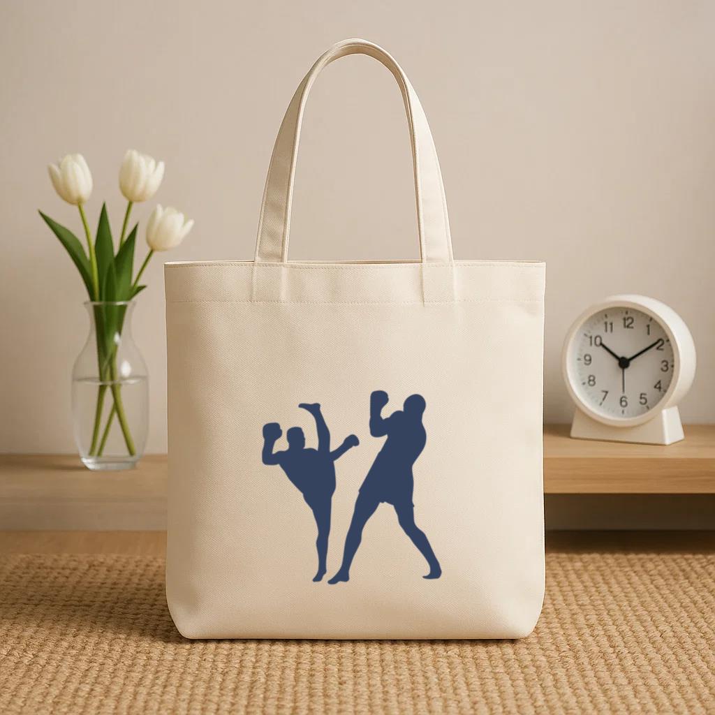 Boxing Kickboxing Silhouette Fight Canvas Tote Bag image 1