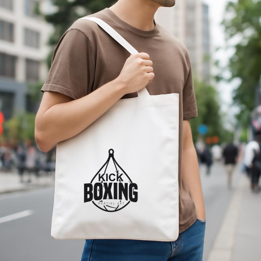 Boxing Kickboxing Fight Logo Badge Label Canvas Tote Bag image 3