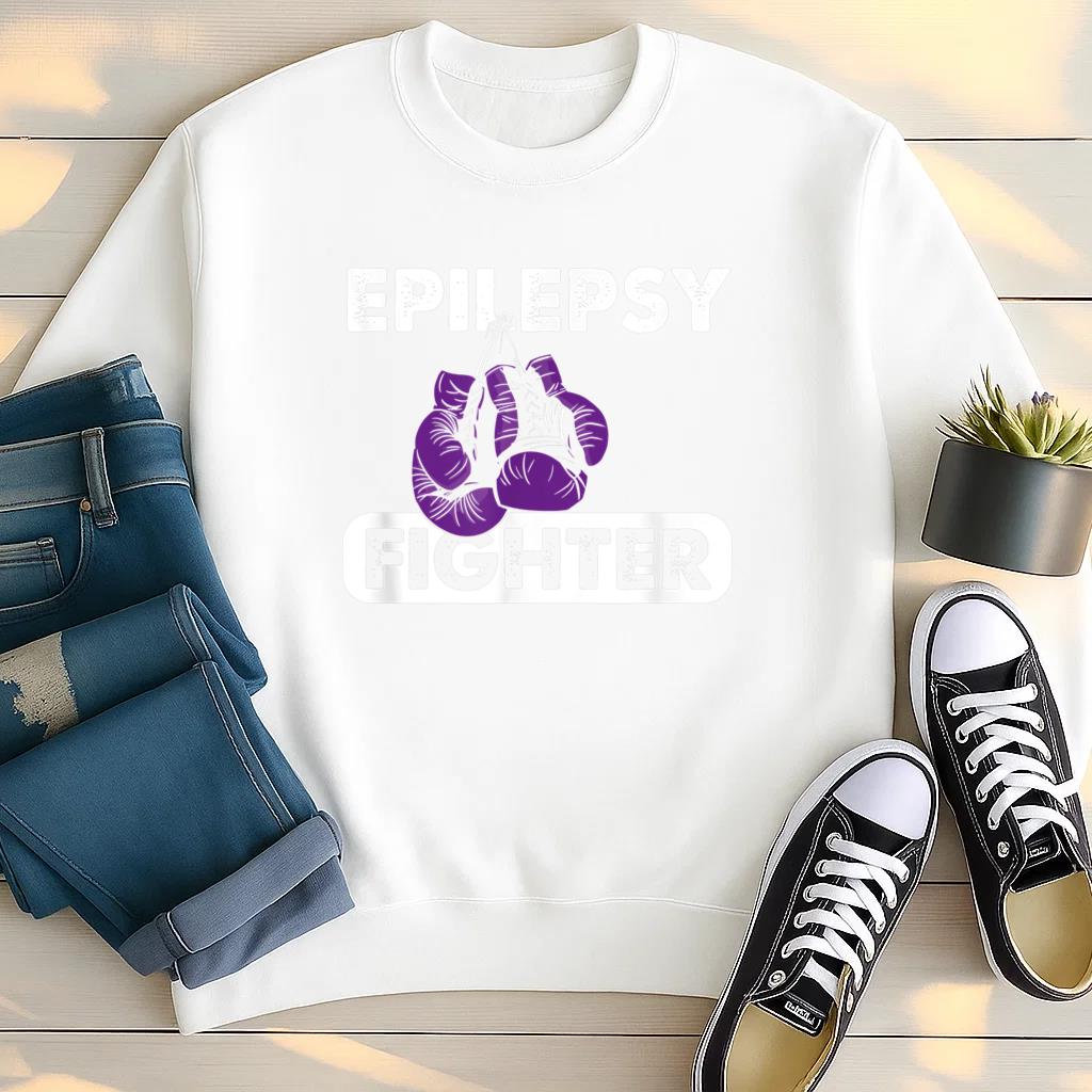 Epilepsy Fighter Purple Boxing Sweatshirt image 2