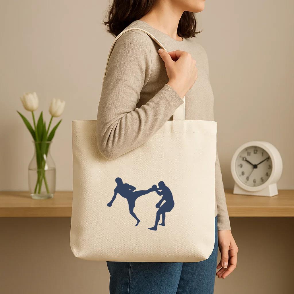 Boxing Kickboxing Fight Silhouette Canvas Tote Bag image 2