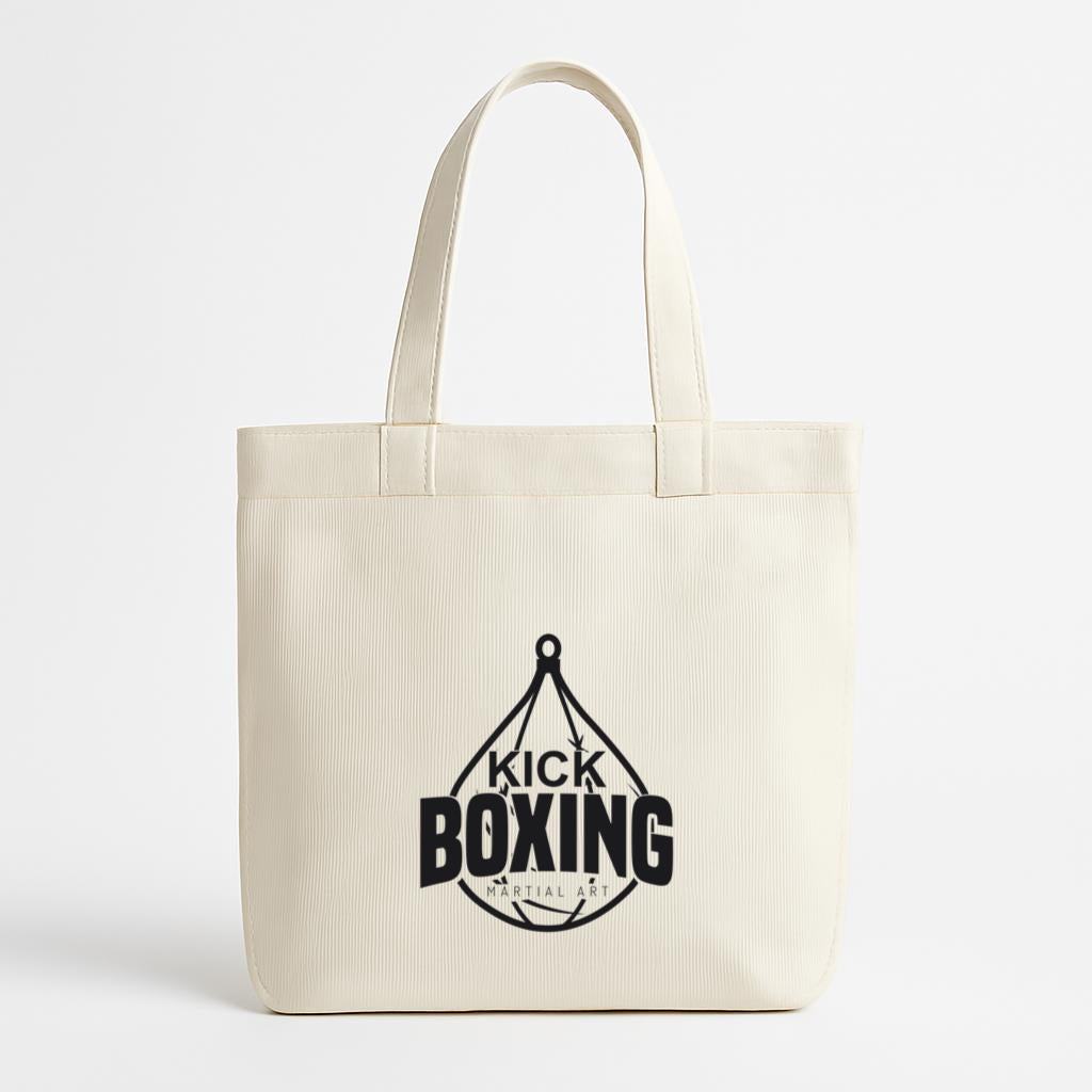 Boxing Kickboxing Fight Logo Badge Label Canvas Tote Bag image 0