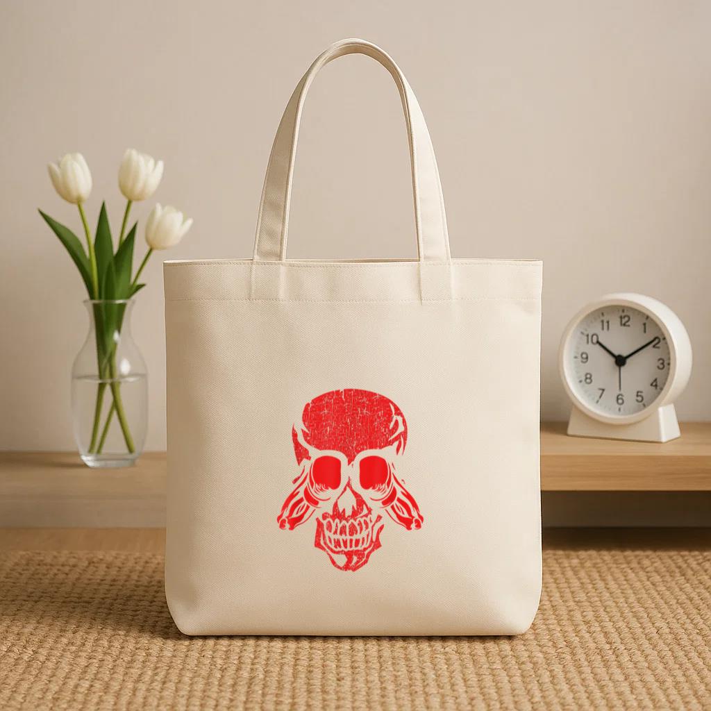 Boxing Skull Skeleton Halloween Canvas Tote Bag image 1