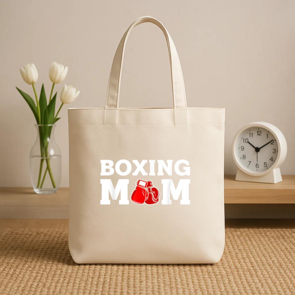 Boxing Mom Proud Support Mother Lover Canvas Tote Bag image 1
