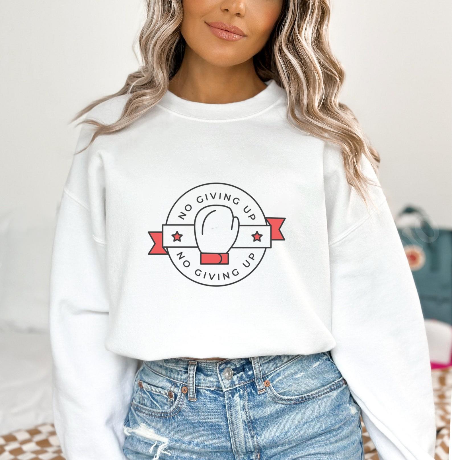 No Given Up Glove Boxing Glove Star Colored Badge Sticker Sweatshirt image 3