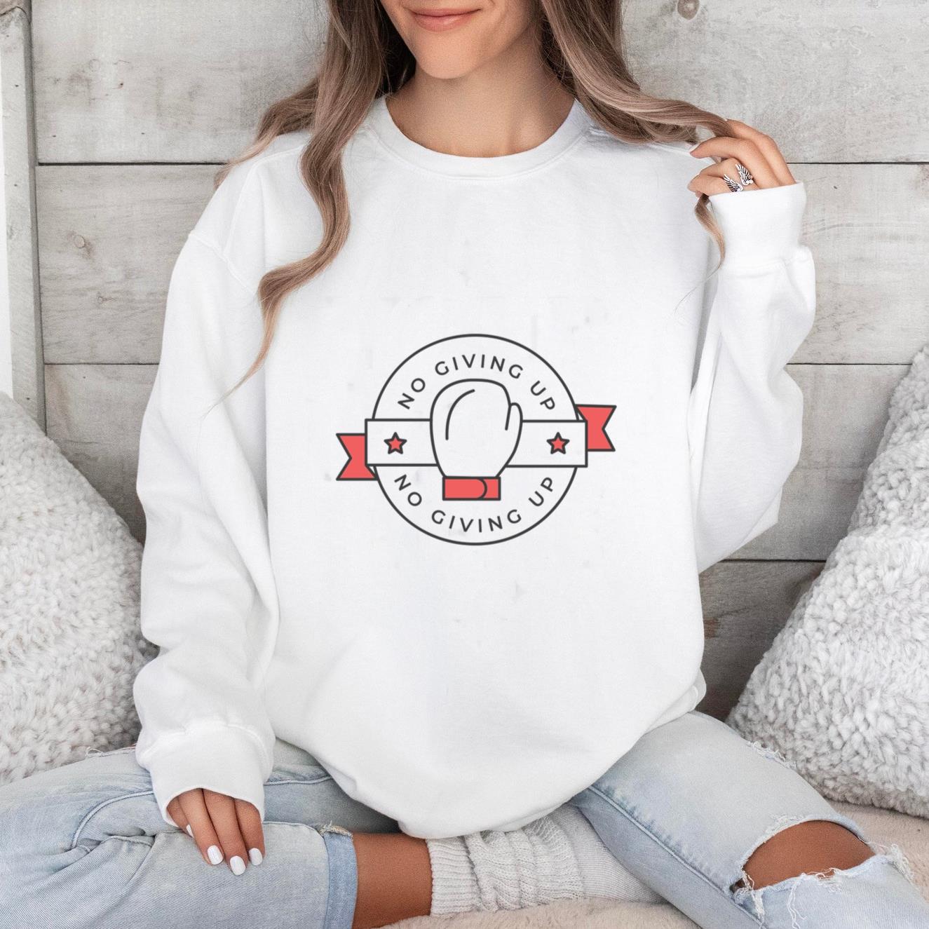 No Given Up Glove Boxing Glove Star Colored Badge Sticker Sweatshirt image 0