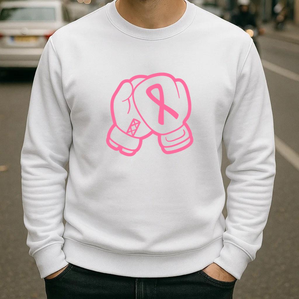 Pink Boxing Glove With A Pink Ribbon Sweatshirt image 1