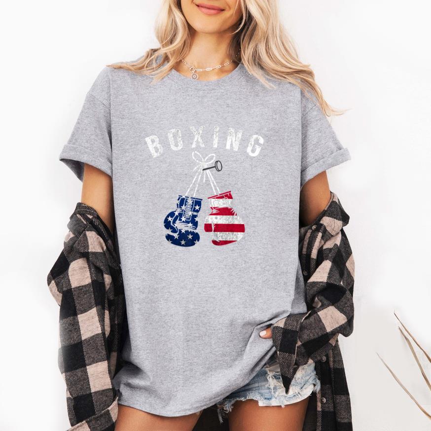 Boxing Gloves American Flag USA T-Shirt image 3
