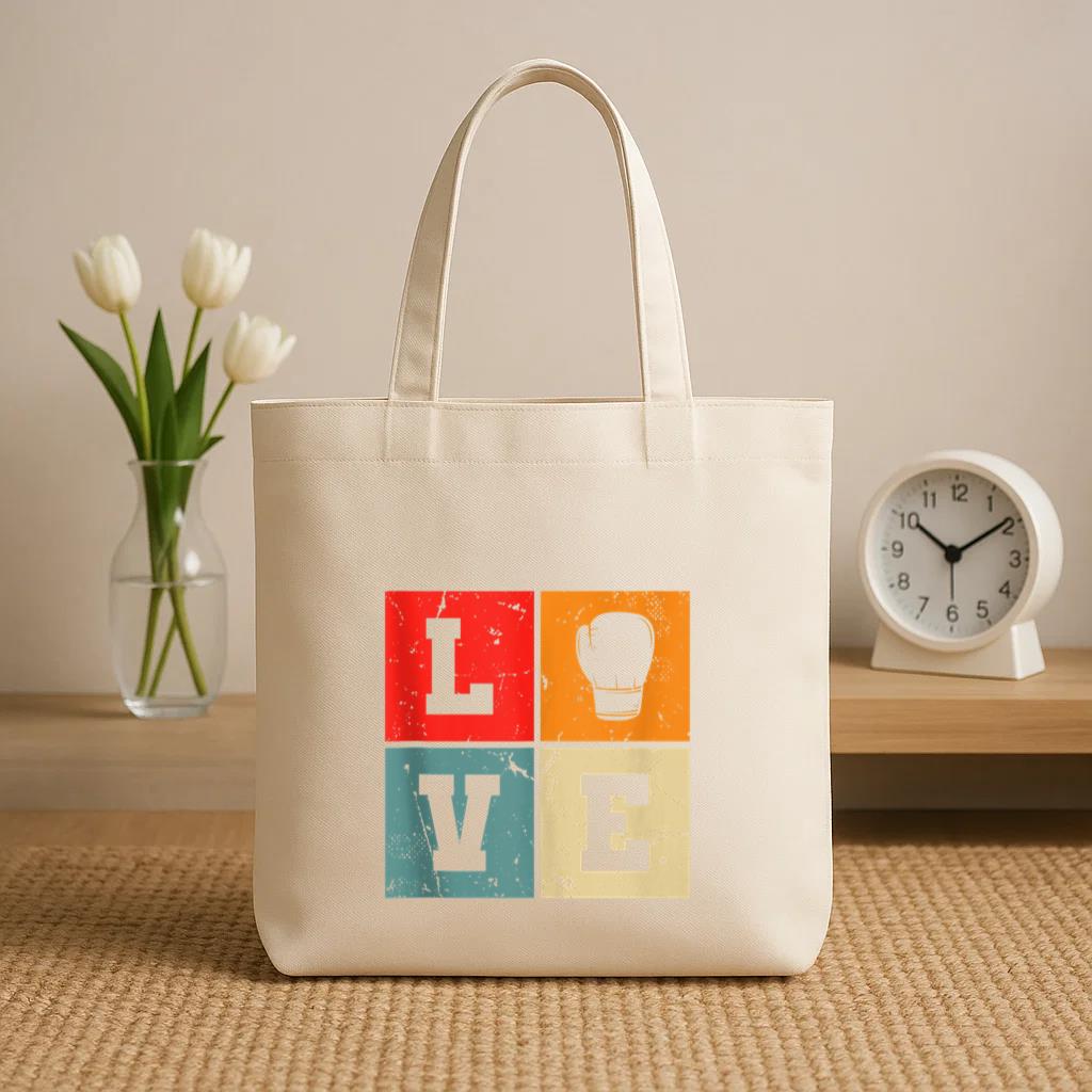Boxing Love Vintage Canvas Tote Bag image 1