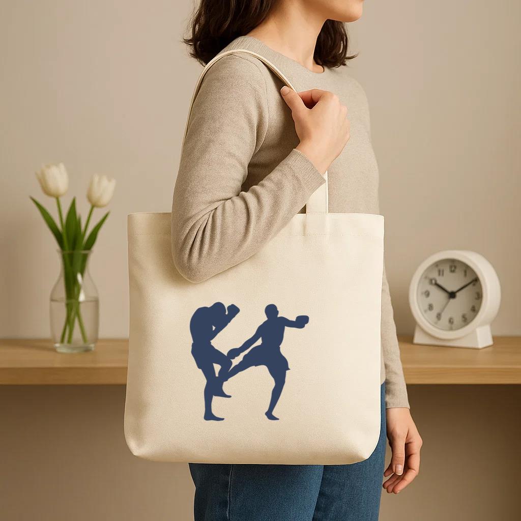 Boxing Kickboxing Sport Silhouette Canvas Tote Bag image 2