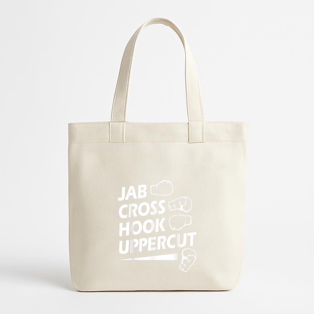 Boxing Sport Jab Cross Hook Uppercut Canvas Tote Bag image 0