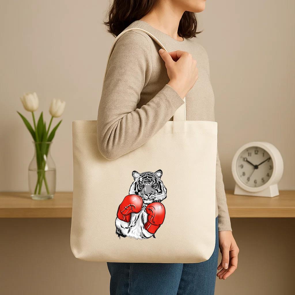 Boxing Tiger With Red Gloves Canvas Tote Bag image 2