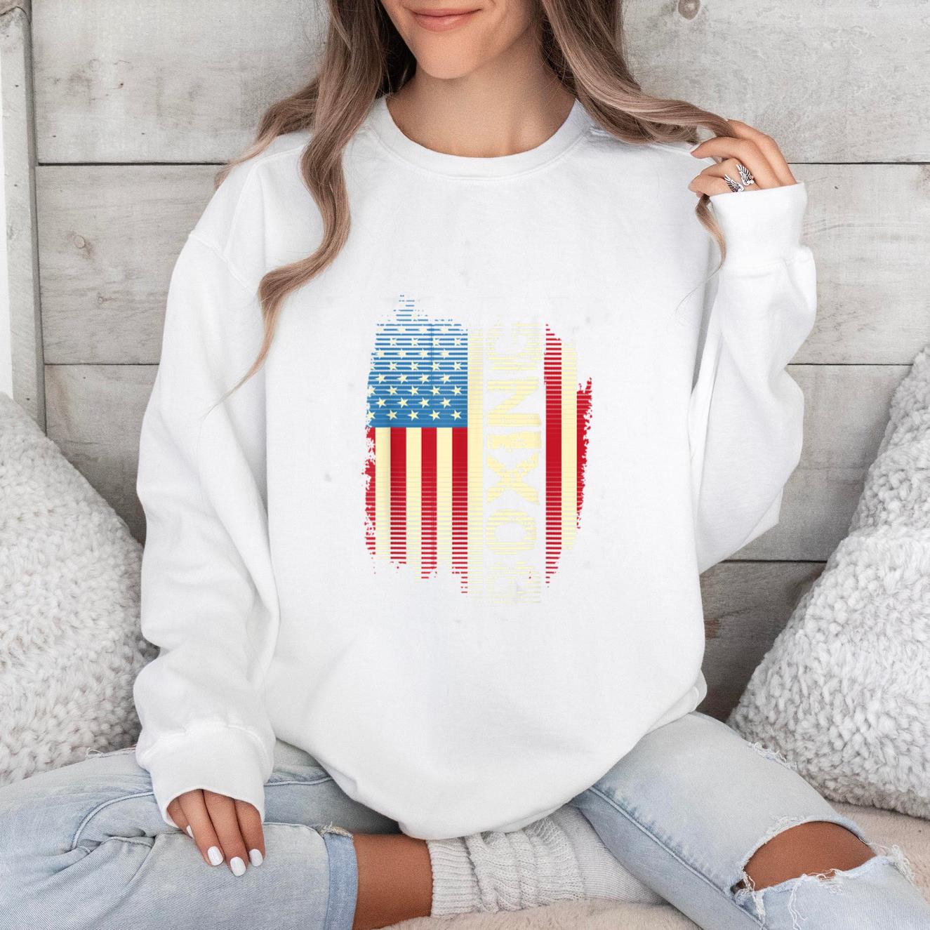 Patriotic USA Flag Boxing Sweatshirt image 0