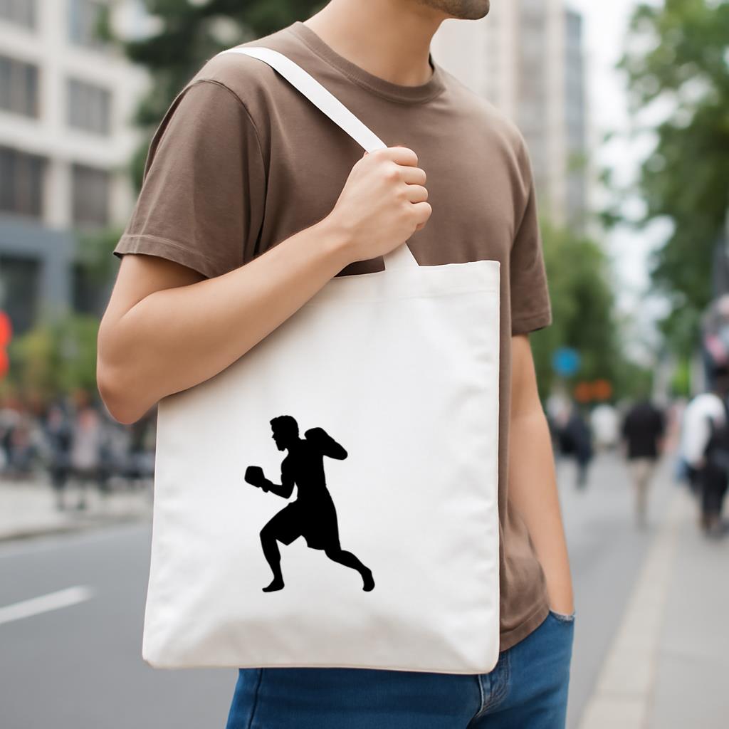 Boxing Player Uppercut Silhouette Canvas Tote Bag image 3