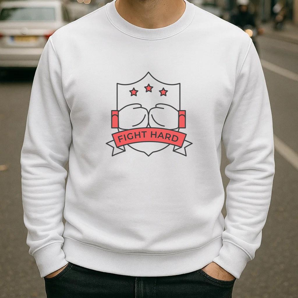 Fight Hard Glove Boxing Glove Star Colored Badge Sticker Sweatshirt image 1