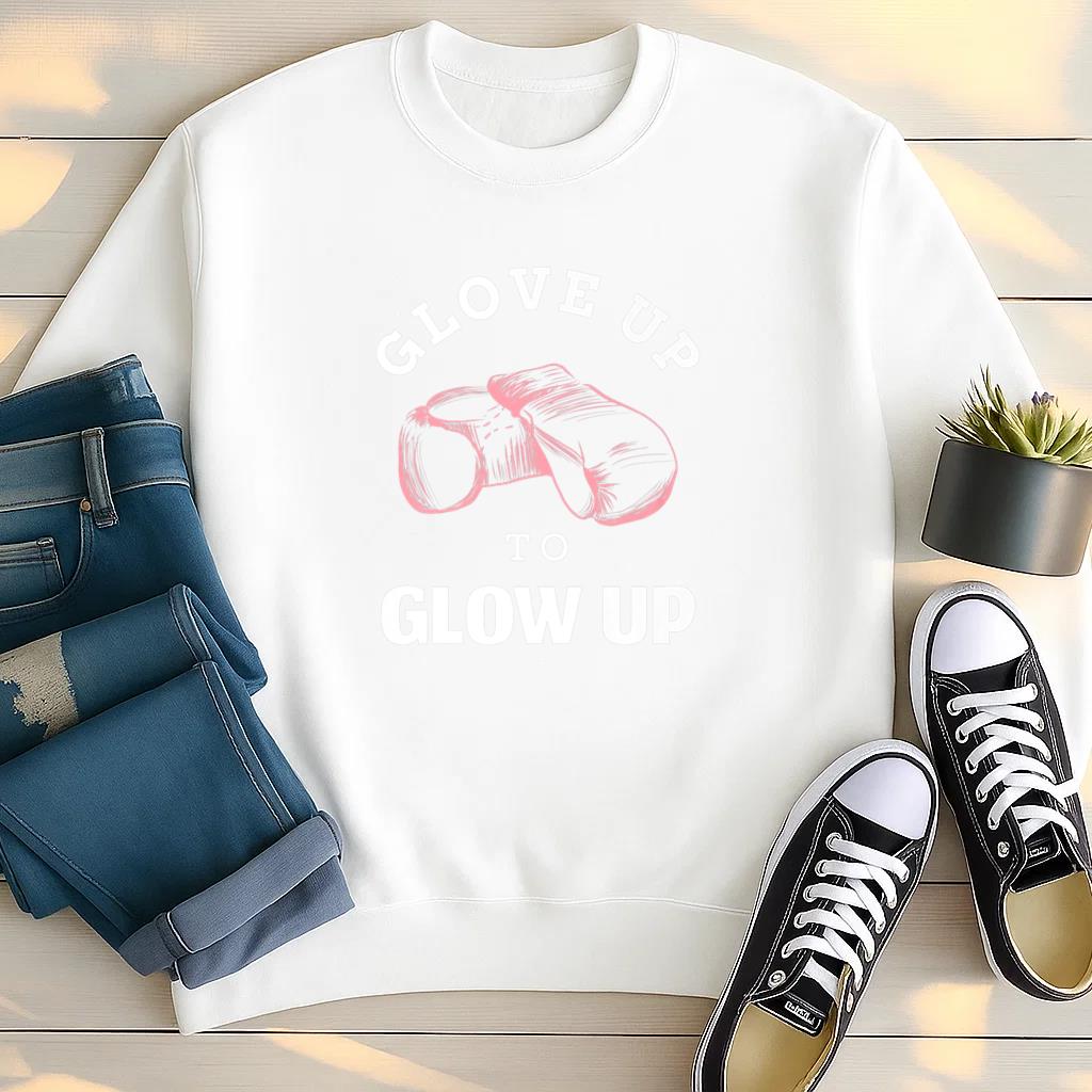 Glove Up to Glow Up Ladies Boxing Sweatshirt image 2