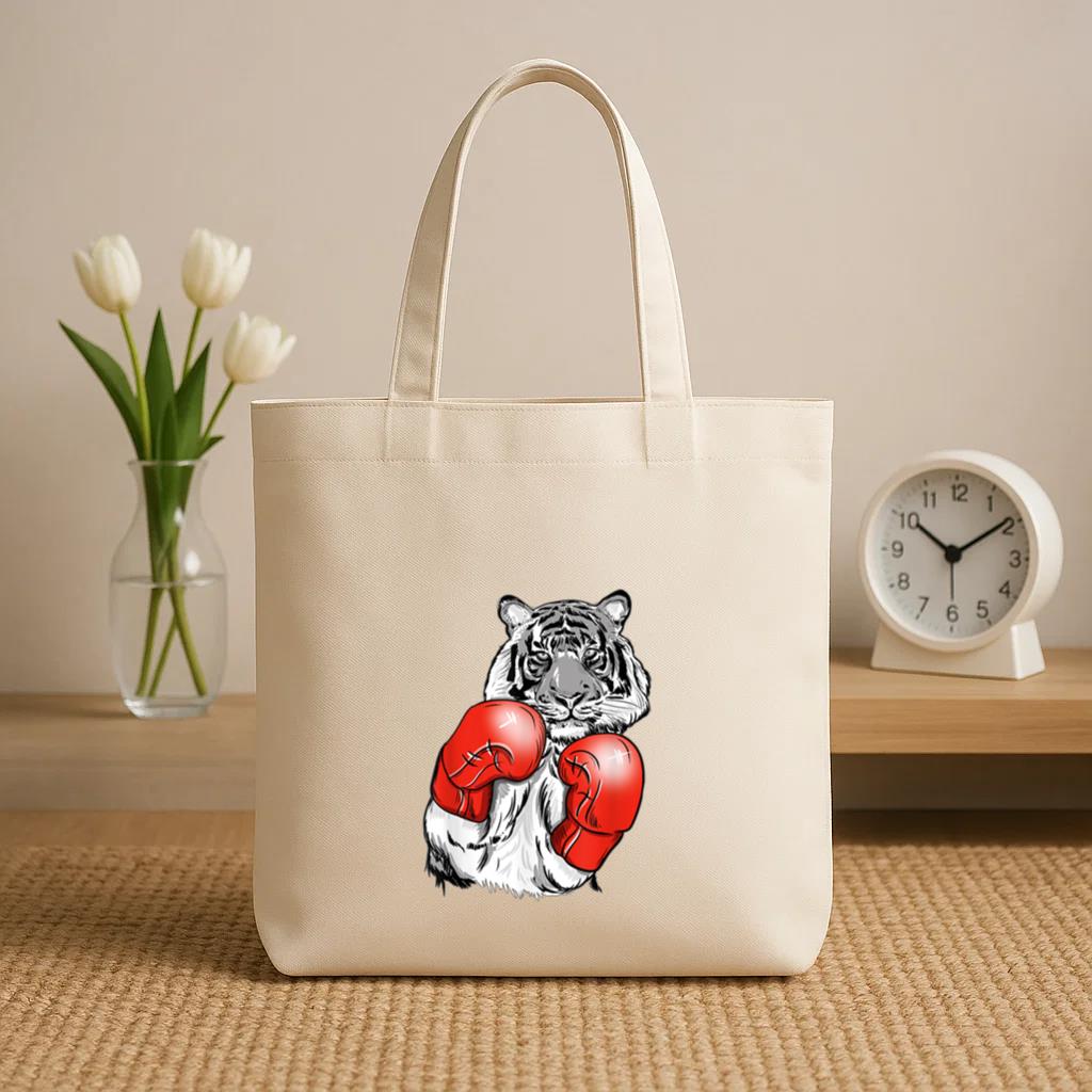 Boxing Tiger With Red Gloves Canvas Tote Bag image 1