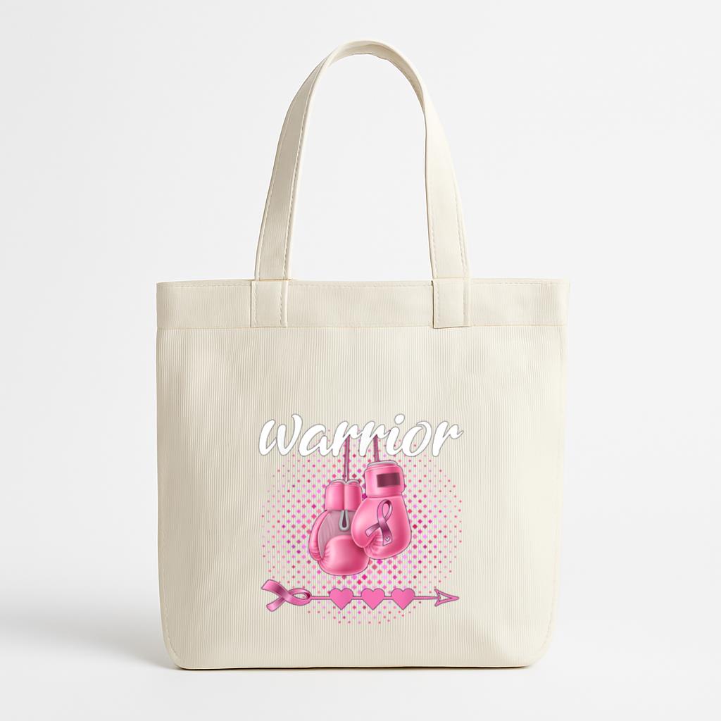 Breast Cancer Awareness Pink Boxing Gloves Warrior Canvas Tote Bag image 0