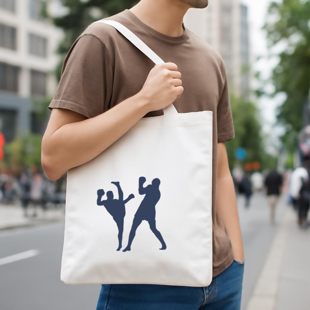 Boxing Kickboxing Silhouette Fight Canvas Tote Bag image 3