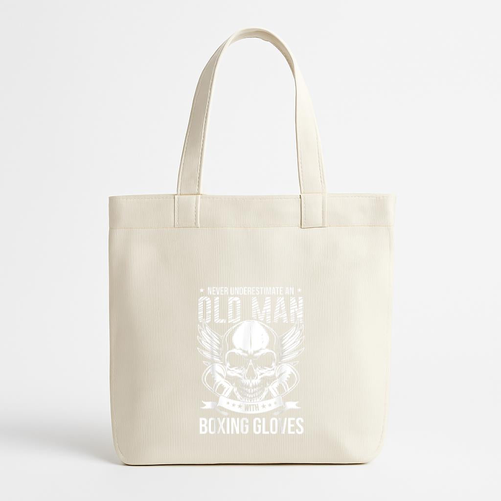 Boxing Never Underestimate An Old Man With Boxing Gloves Canvas Tote Bag image 0