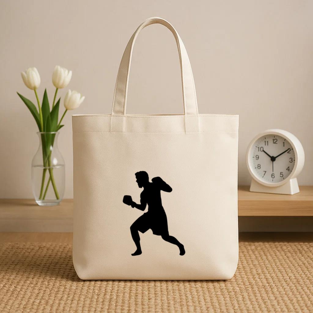 Boxing Player Uppercut Silhouette Canvas Tote Bag image 1