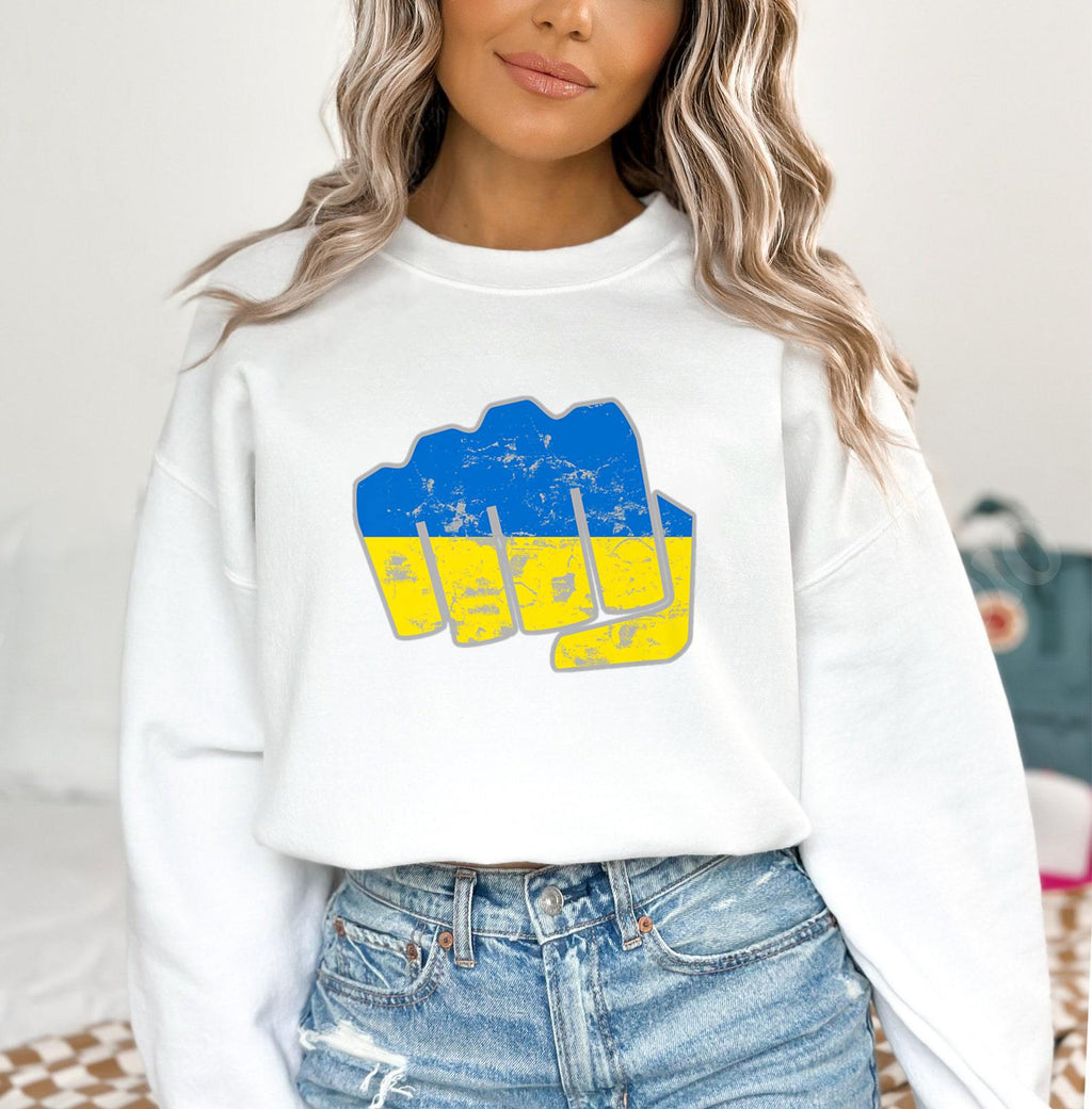 Fist of Ukraine Flag Boxing Sweatshirt image 3