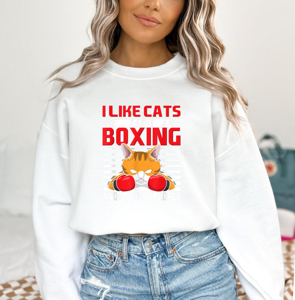 I Like Cats And Boxing Sweatshirt image 3