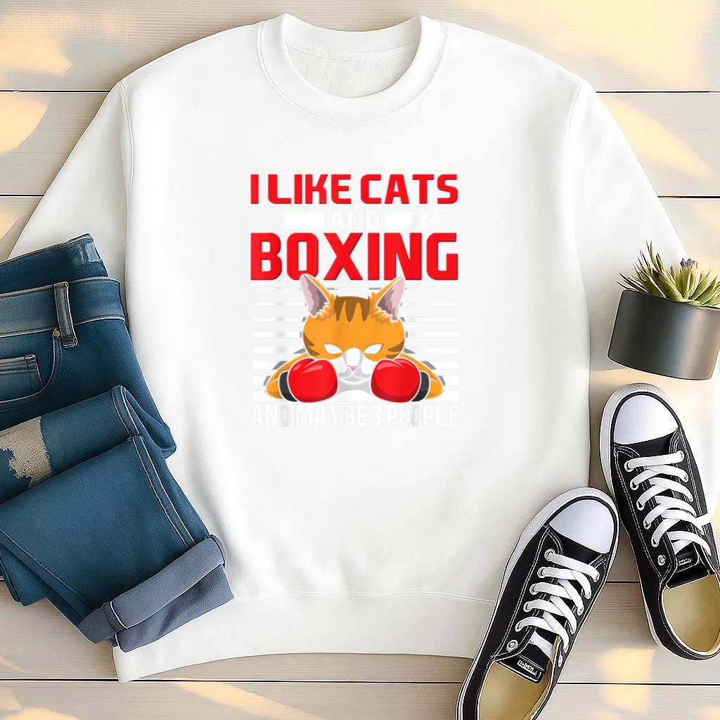 I Like Cats And Boxing Sweatshirt image 2