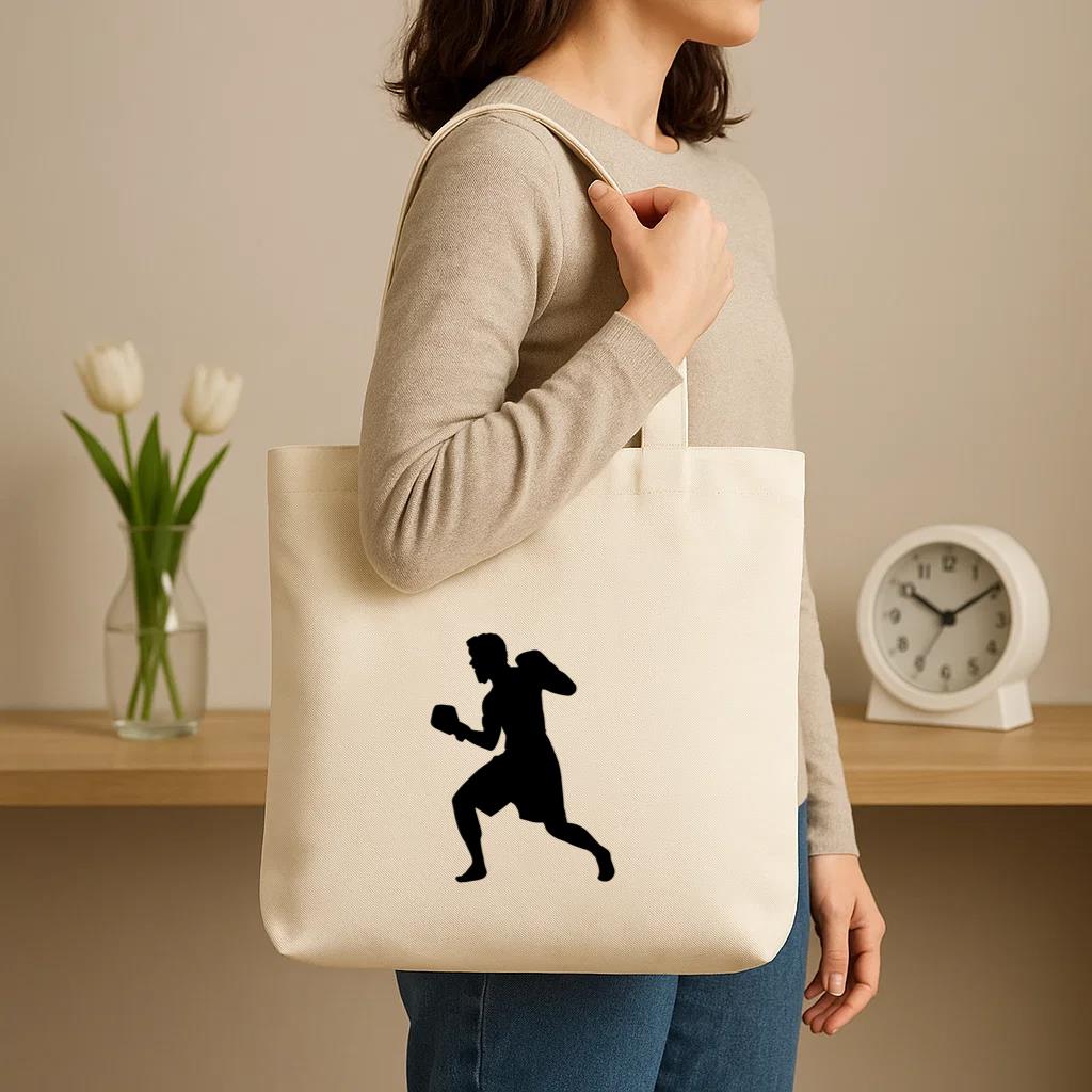 Boxing Player Uppercut Silhouette Canvas Tote Bag image 2