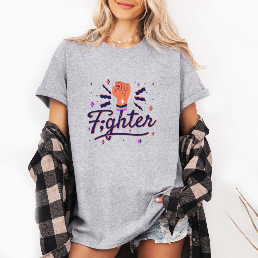 Illustration Of A Fist With The Word Fighter T-Shirt image 3