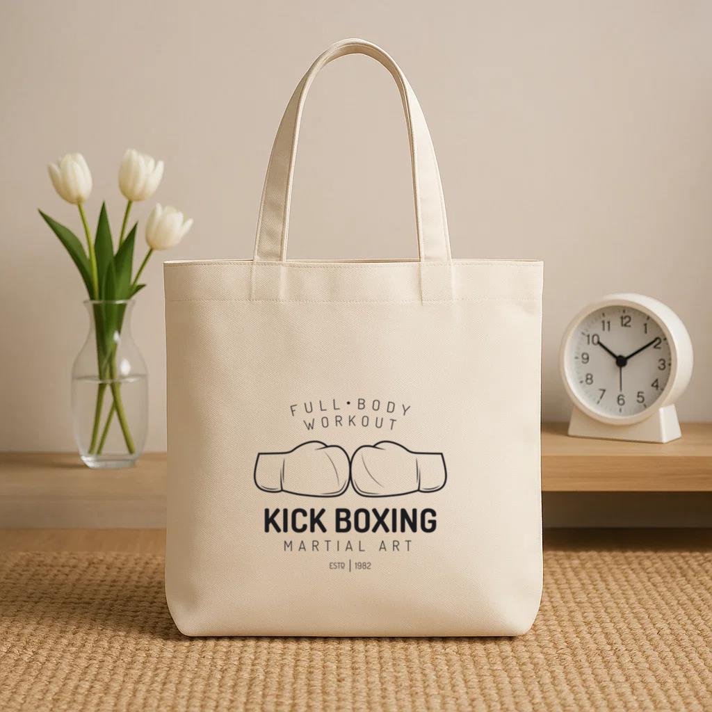 Boxing Kickboxing Fight Label Canvas Tote Bag image 1