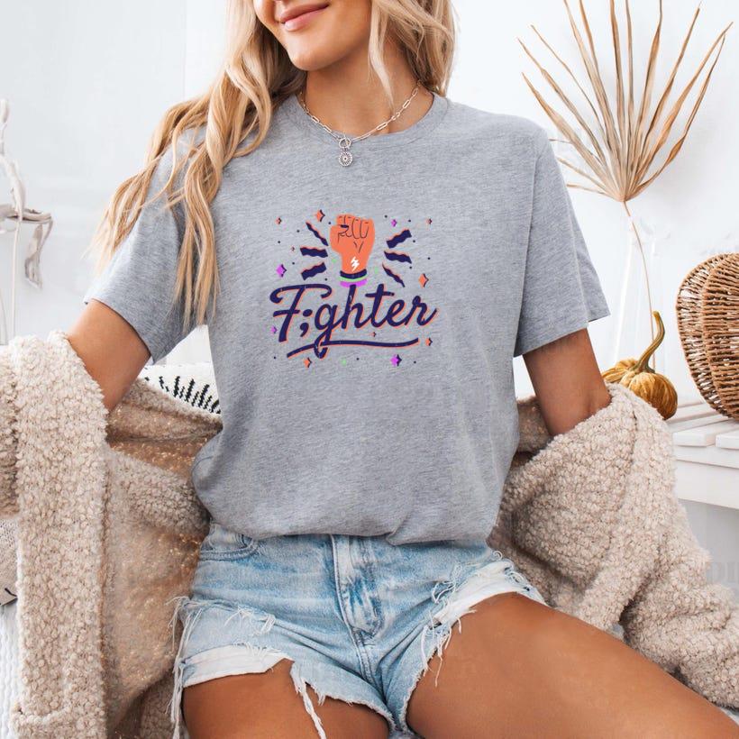 Illustration Of A Fist With The Word Fighter T-Shirt image 0