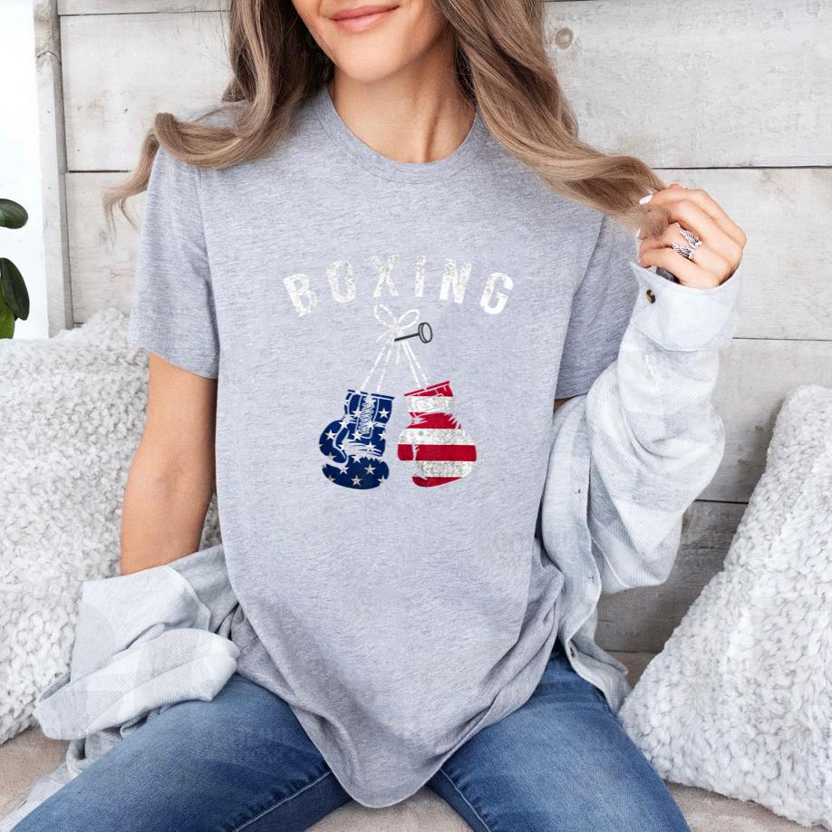 Boxing Gloves American Flag USA T-Shirt image 2
