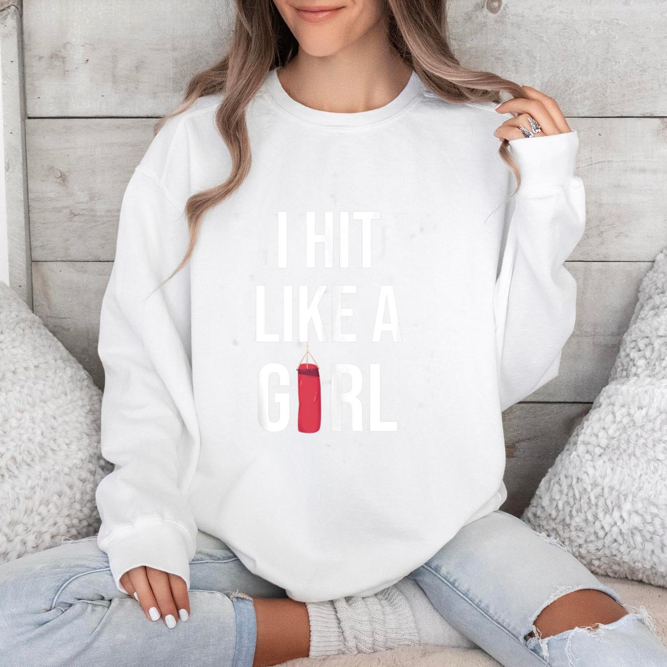 I Hit Like A Girl Boxing Sweatshirt image 0