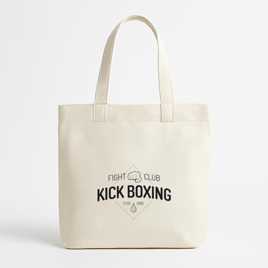Boxing Kickboxing Fight Label Badge Canvas Tote Bag image 0