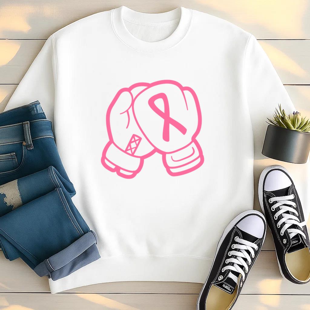 Pink Boxing Glove With A Pink Ribbon Sweatshirt image 2