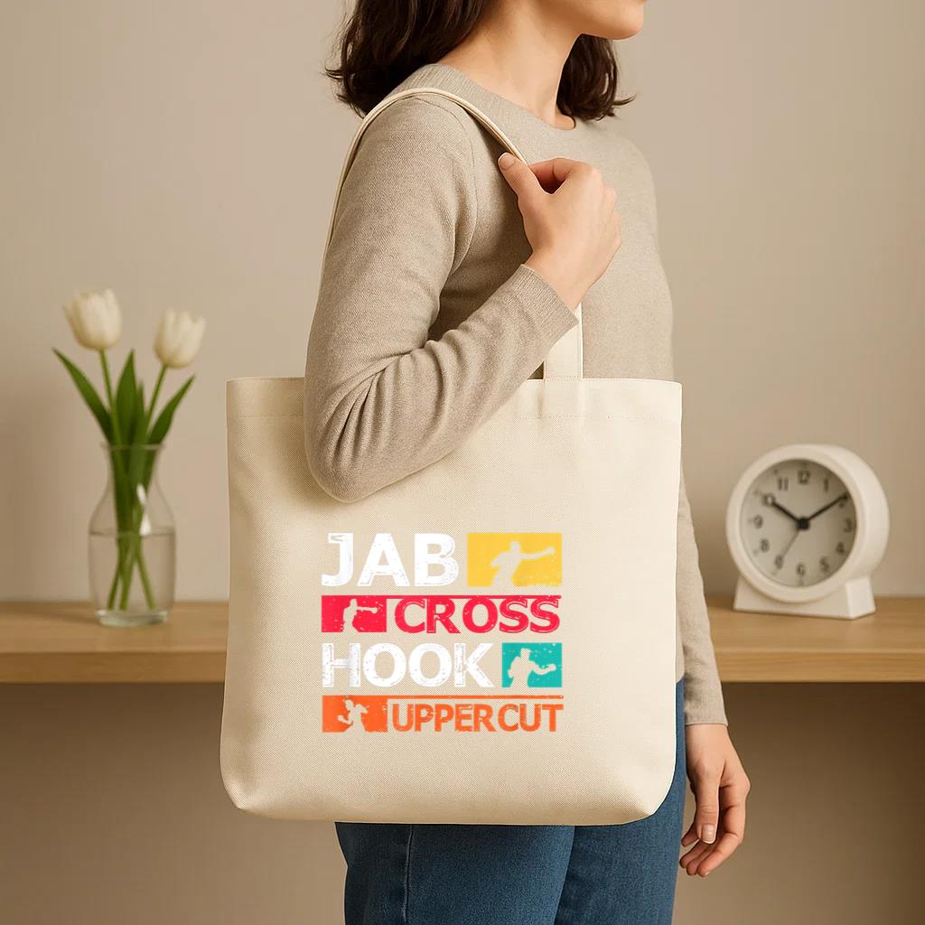 Boxing Jab Cross Hook Uppercut Canvas Tote Bag image 2