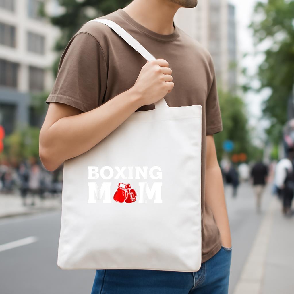 Boxing Mom Proud Support Mother Lover Canvas Tote Bag image 3