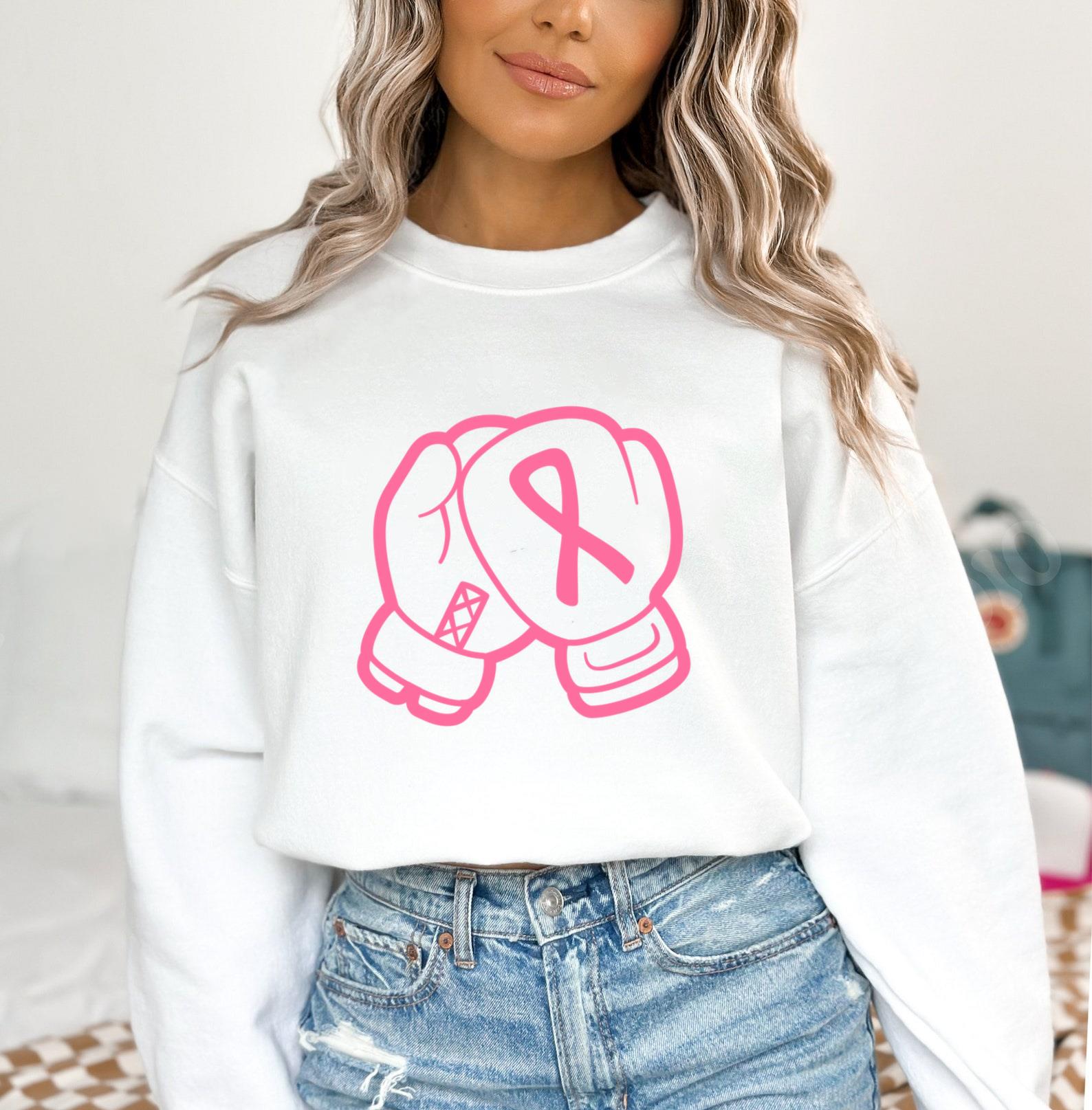 Pink Boxing Glove With A Pink Ribbon Sweatshirt image 3