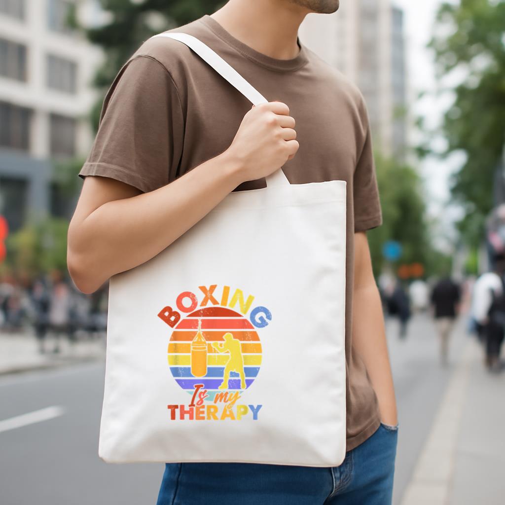 Boxing Is My Therapy Canvas Tote Bag image 3