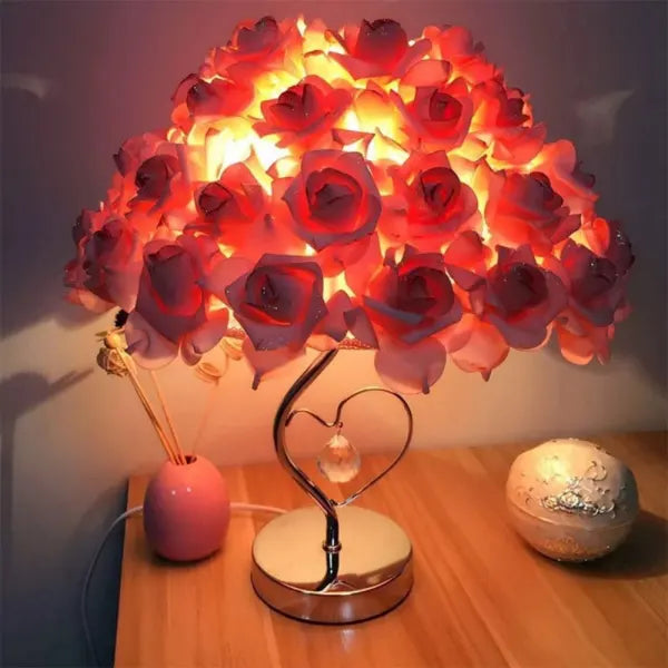 European Romantic Rose 1-Light Decorative Table Lamp