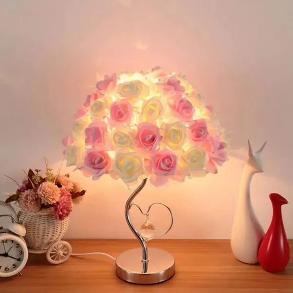 European Romantic Rose 1-Light Decorative Table Lamp