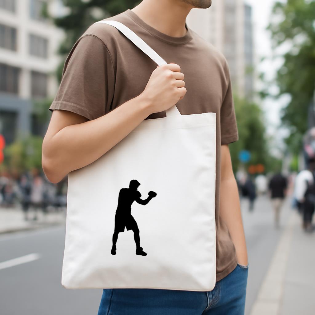 Boxing Player Guard Silhouette Canvas Tote Bag image 3
