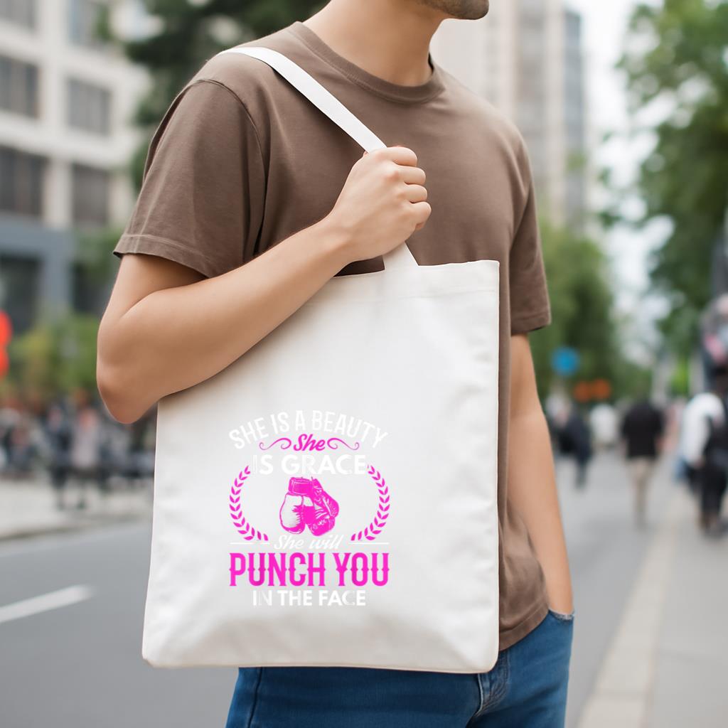 Boxing She Will Punch You In The Face Canvas Tote Bag image 3