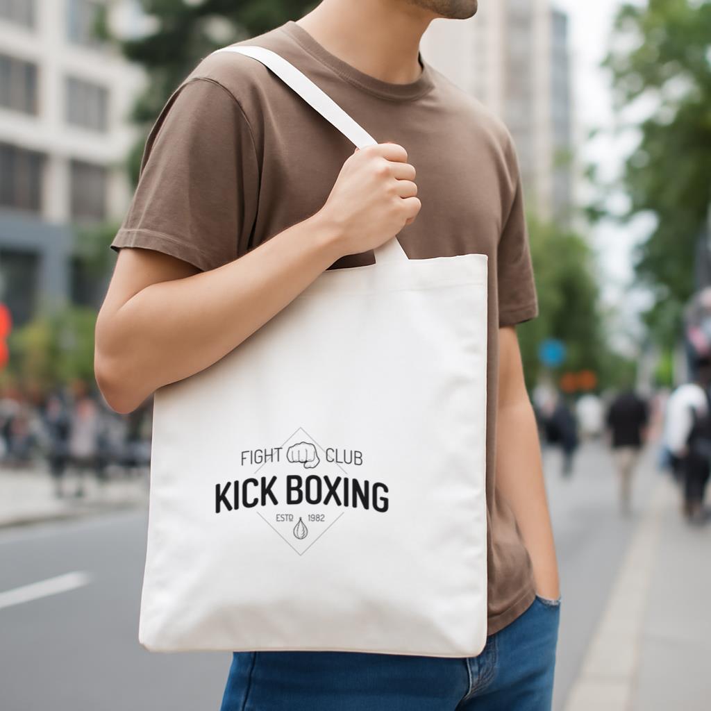 Boxing Kickboxing Fight Label Badge Canvas Tote Bag image 3