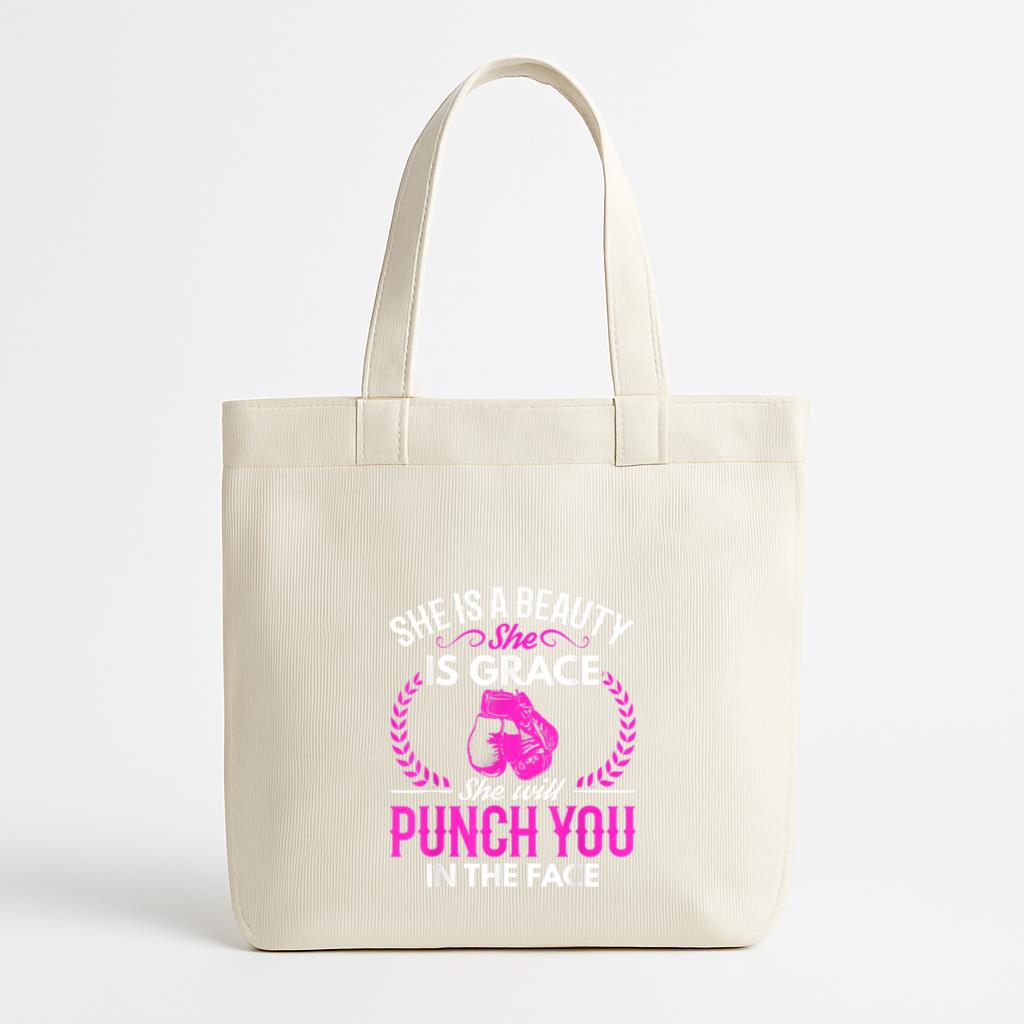Boxing She Will Punch You In The Face Canvas Tote Bag image 0