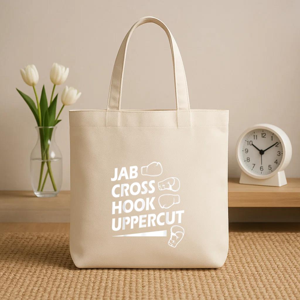 Boxing Sport Jab Cross Hook Uppercut Canvas Tote Bag image 1