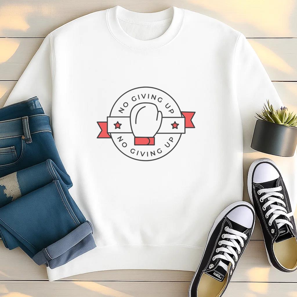 No Given Up Glove Boxing Glove Star Colored Badge Sticker Sweatshirt image 2