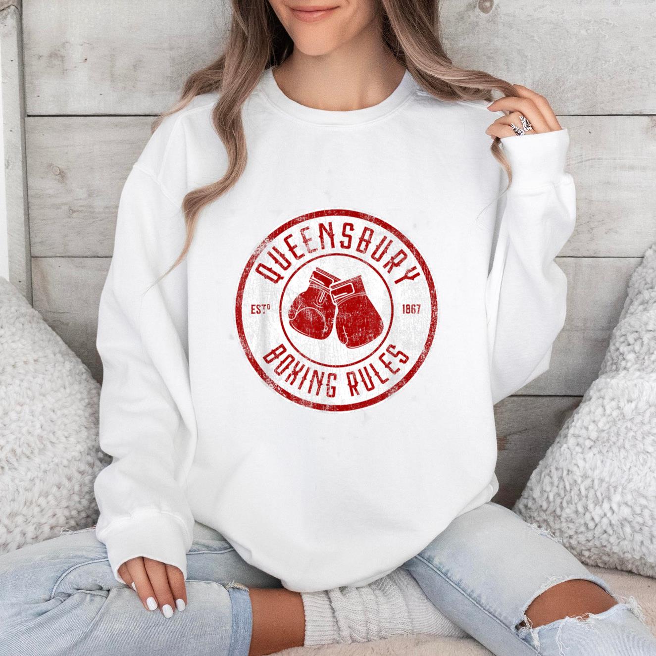 Distressed Queensbury Boxing Rules Vintage Boxing Sweatshirt image 0