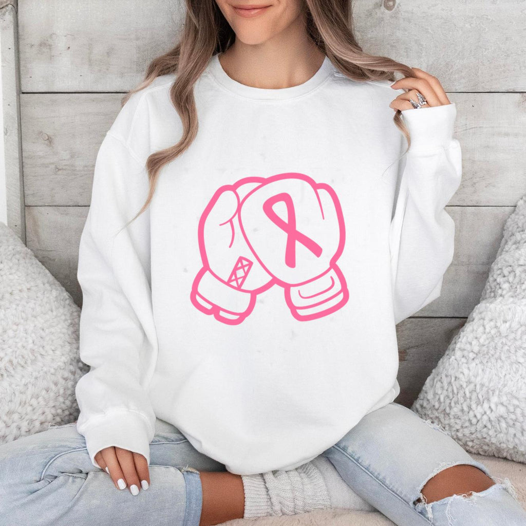 Pink Boxing Glove With A Pink Ribbon Sweatshirt image 0